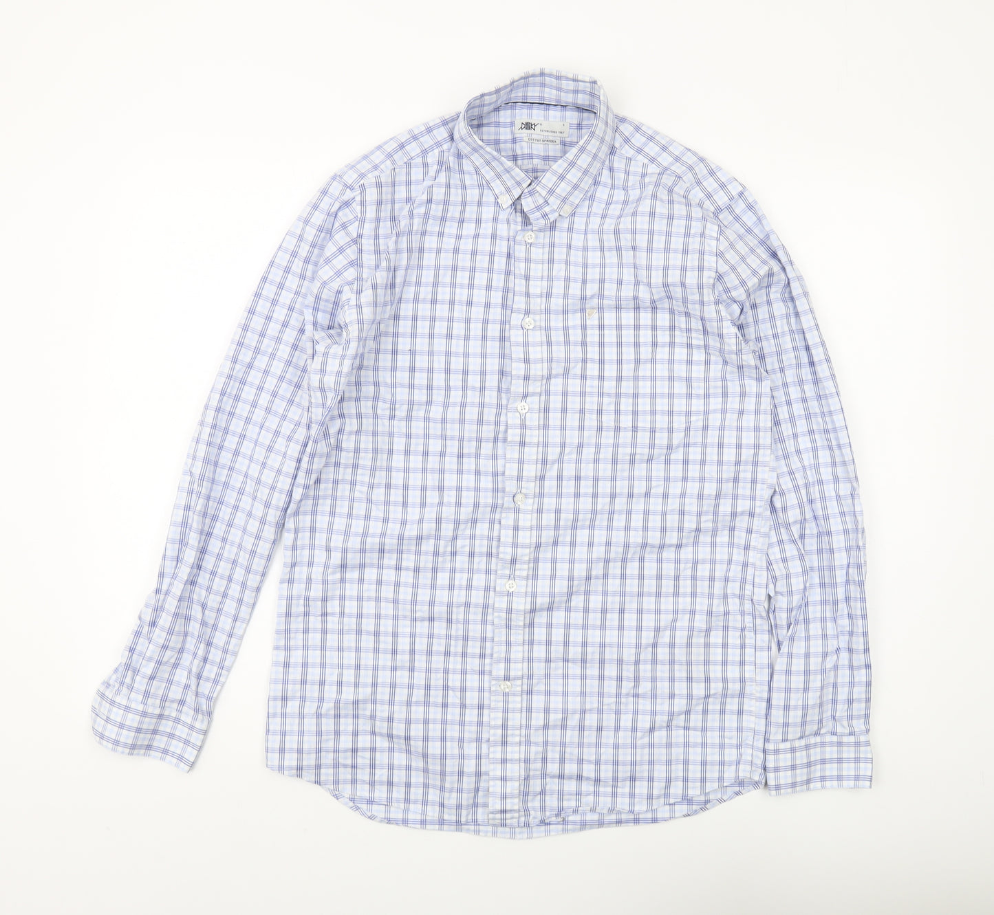 NEW MAN Men's Blue Plaid Button-Up Shirt, Size S