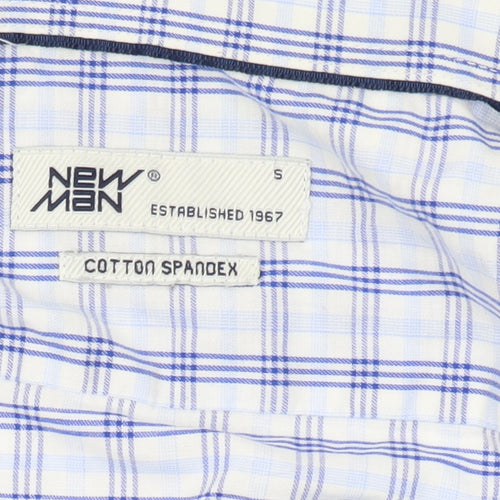 NEW MAN Men's Blue Plaid Button-Up Shirt, Size S