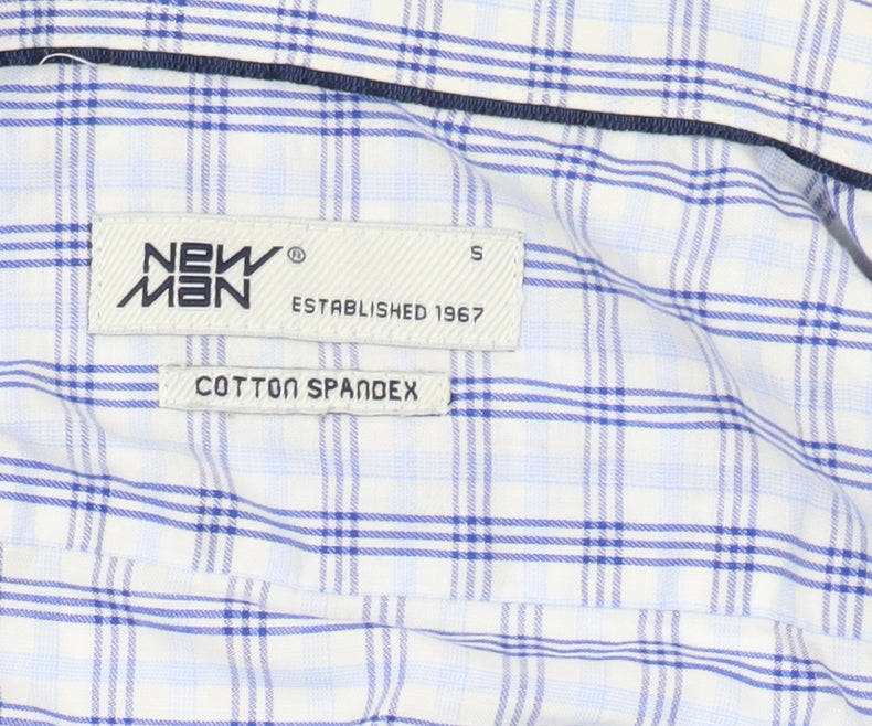 NEW MAN Men's Blue Plaid Button-Up Shirt, Size S