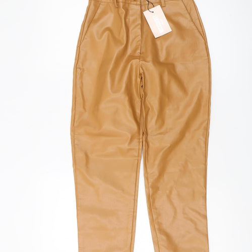 Missguided Petite Brown High Waist Trousers Size 4