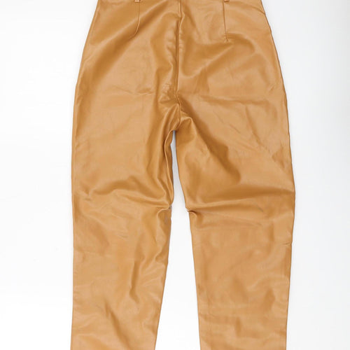 Missguided Petite Brown High Waist Trousers Size 4