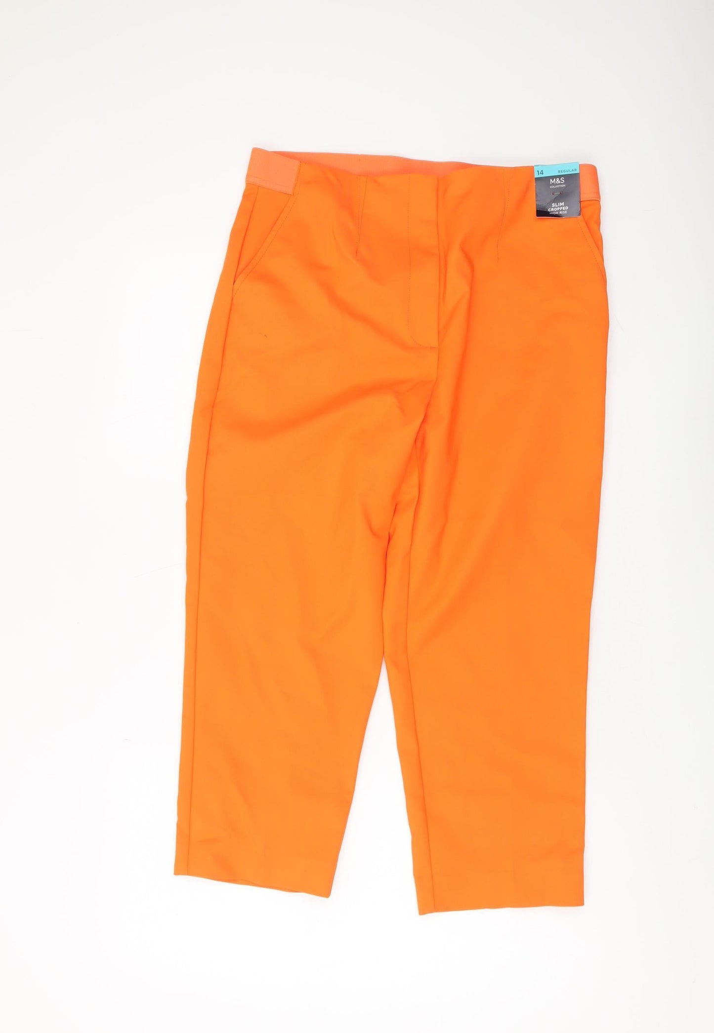 Marks and Spencer Women's Orange Cropped Trousers Size 14