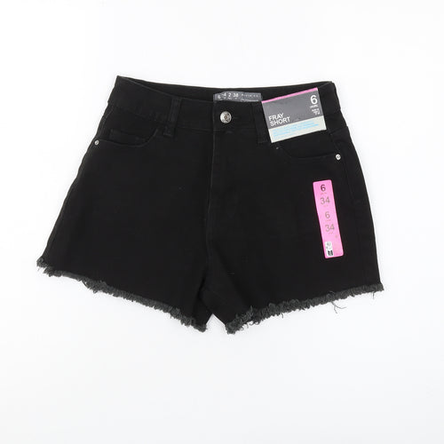 Primark Women's Black Cut-Off Denim Shorts Size 6