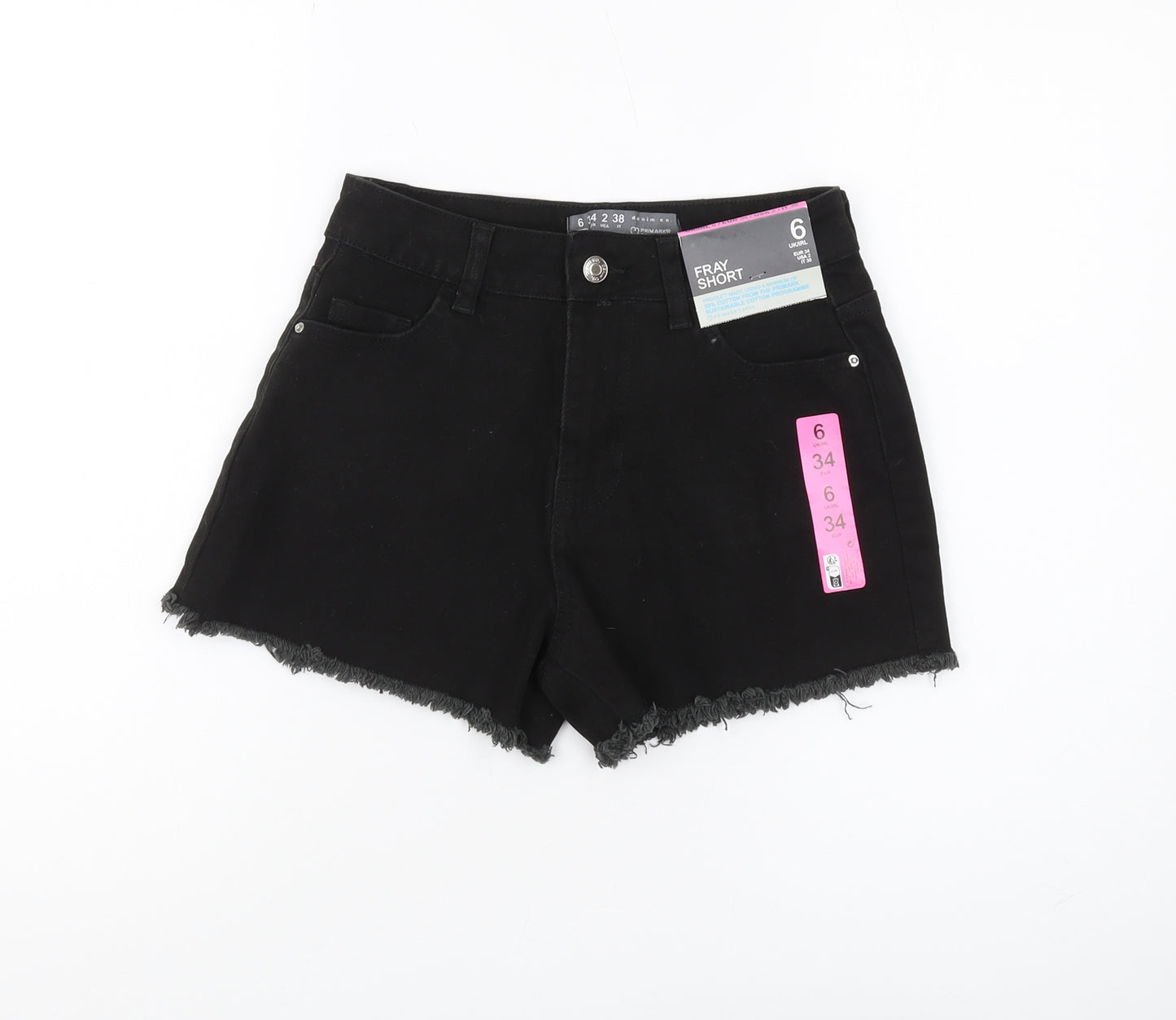 Primark Women's Black Cut-Off Denim Shorts Size 6