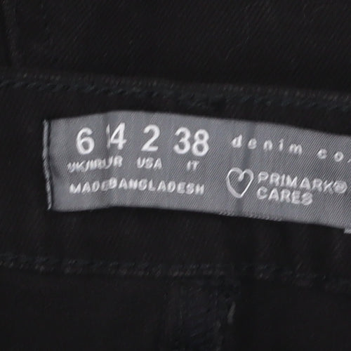 Primark Women's Black Cut-Off Denim Shorts Size 6