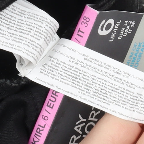 Primark Women's Black Cut-Off Denim Shorts Size 6