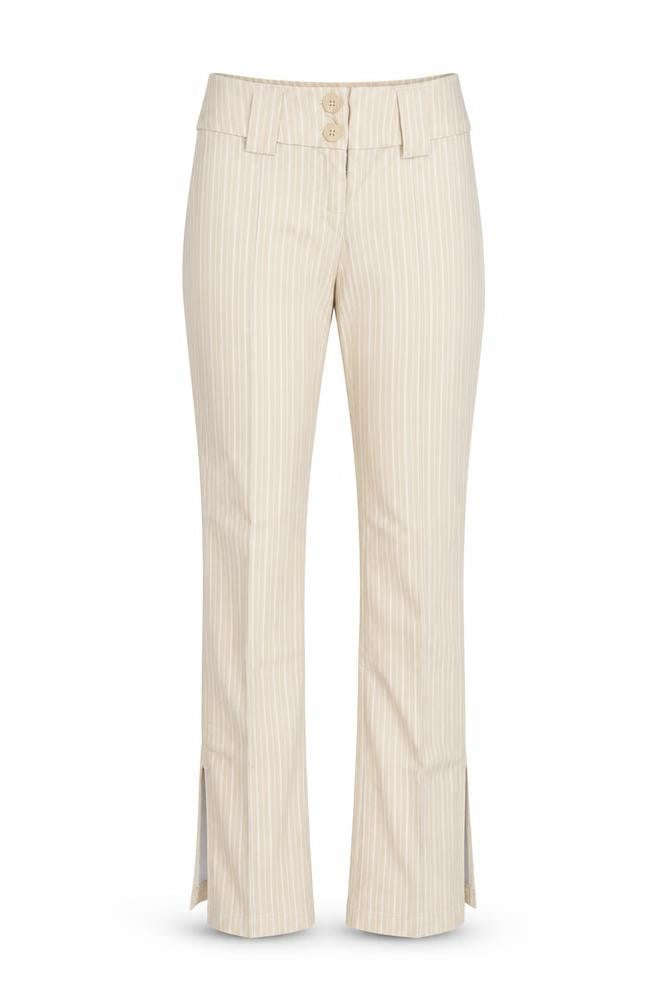 Topshop Womens Beige Striped Straight Trousers Size 4
