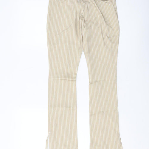 Topshop Womens Beige Striped Straight Trousers Size 4