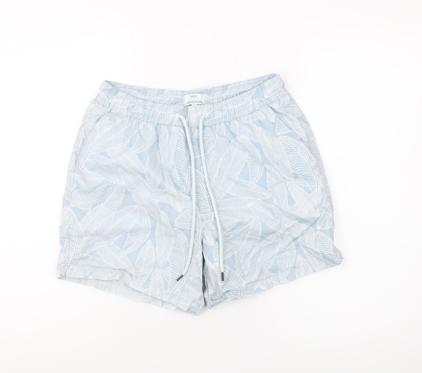 Next Men's Blue Swim Shorts S Elastic Drawstring Botanical