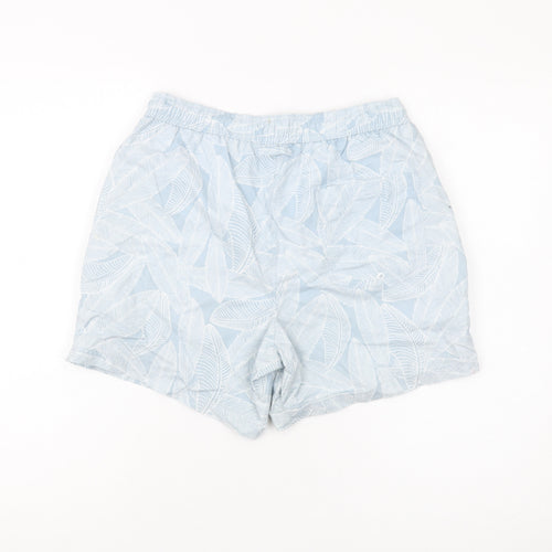 Next Men's Blue Swim Shorts S Elastic Drawstring Botanical