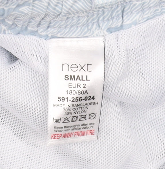 Next Men's Blue Swim Shorts S Elastic Drawstring Botanical