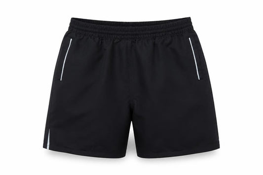 Front view of Aptus Men's Black Swim Shorts -, size M, Quick Dry