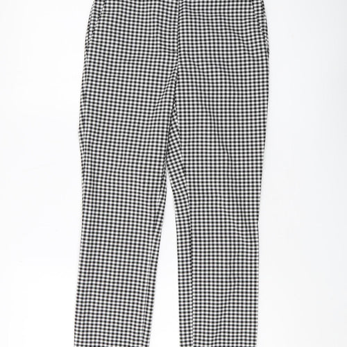 Zara Women's Checked Trousers XS Black Straight Slim