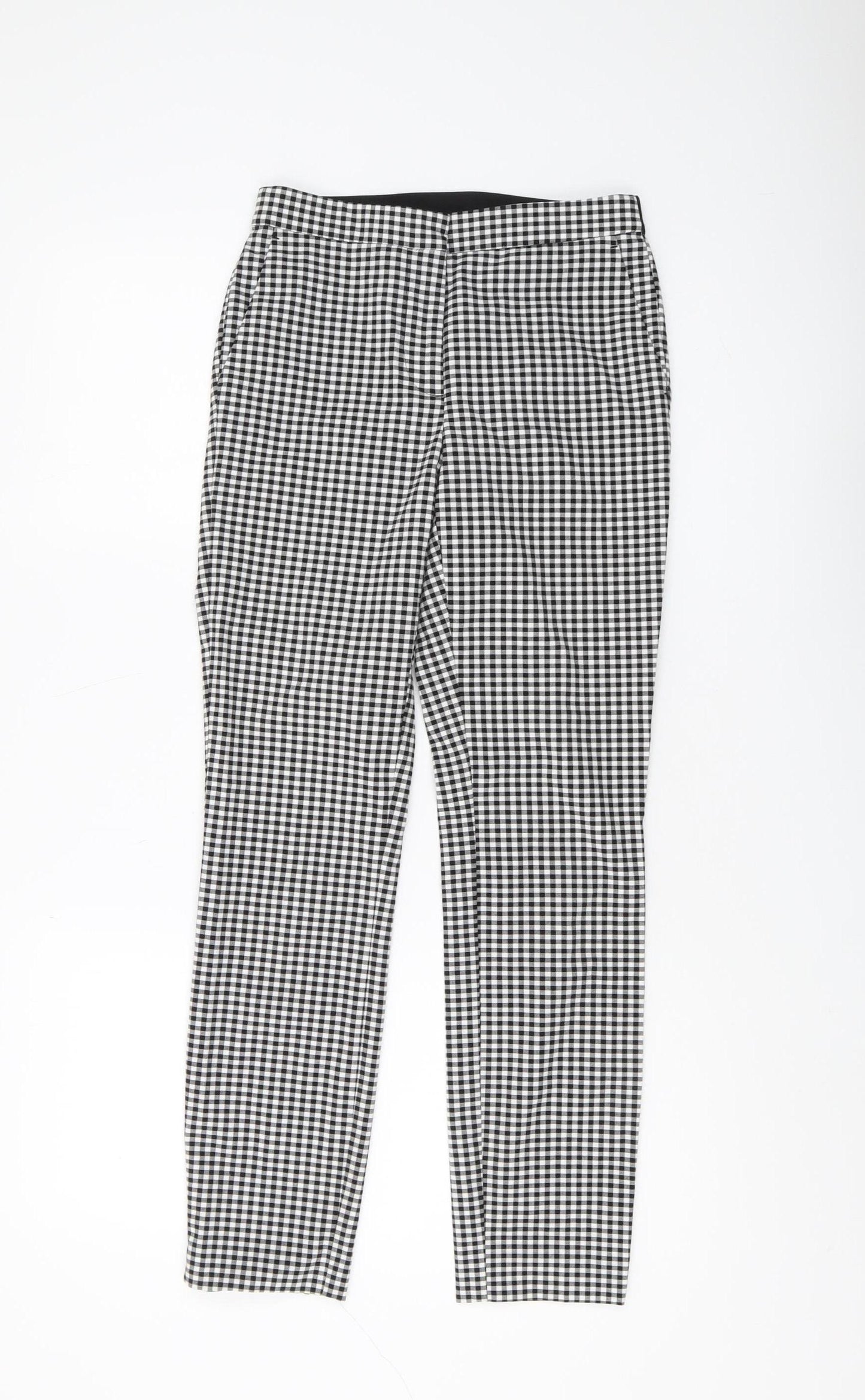 Zara Women's Checked Trousers XS Black Straight Slim