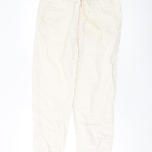 H&M Womens Ivory Linen Jogger Trousers S