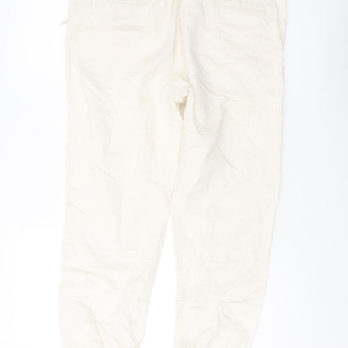 H&M Womens Ivory Linen Jogger Trousers S
