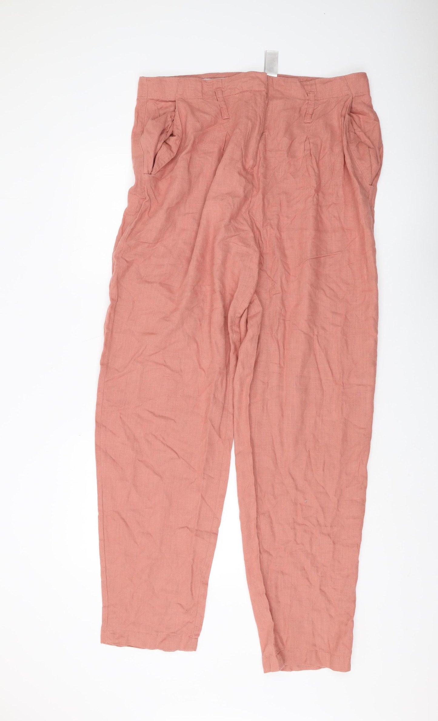 NEXT Women's Pink Linen Trousers Size 16XL Casual