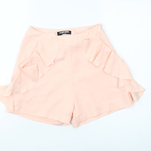 Fashion Union Womens Pink Culotte Shorts Size 8 Ruffle