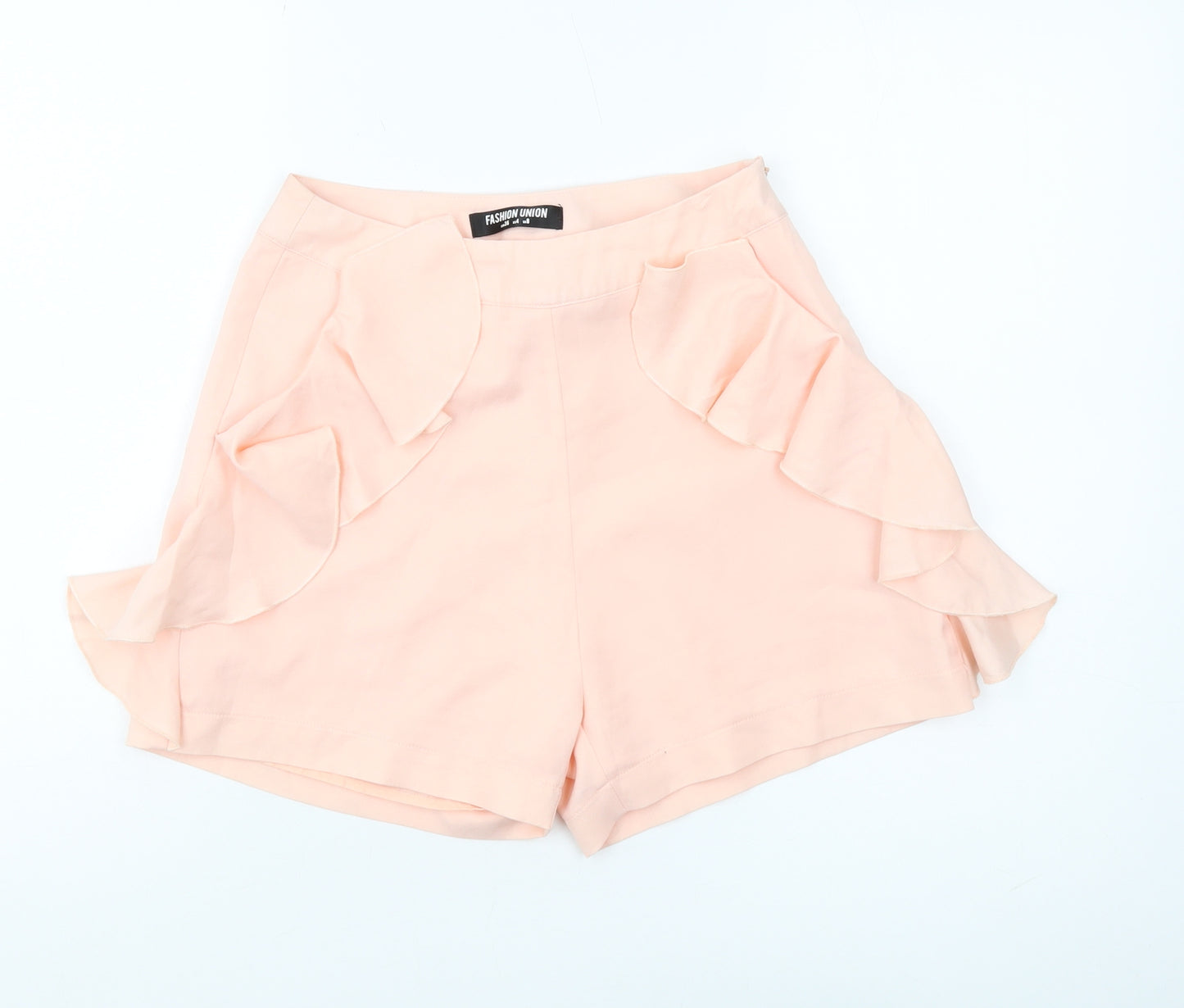 Fashion Union Womens Pink Culotte Shorts Size 8 Ruffle