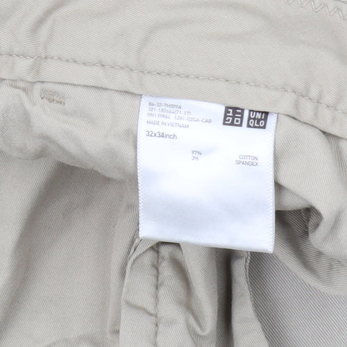 UNIQLO Men's Beige Chino Trousers Slim Fit 34
