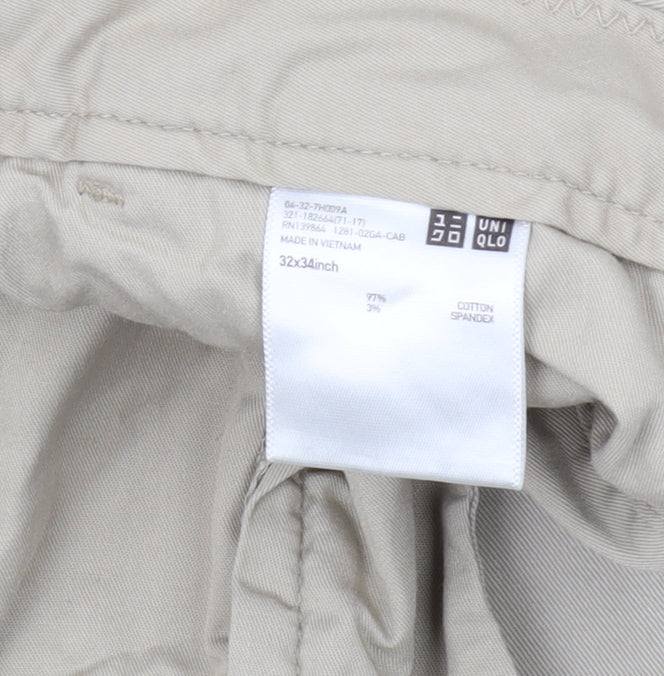 UNIQLO Men's Beige Chino Trousers Slim Fit 34