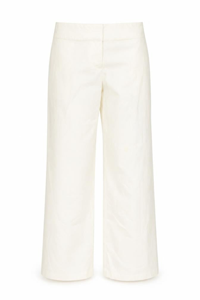Front view of Warehouse Women's Ivory Wide-Leg Trousers, size 10
