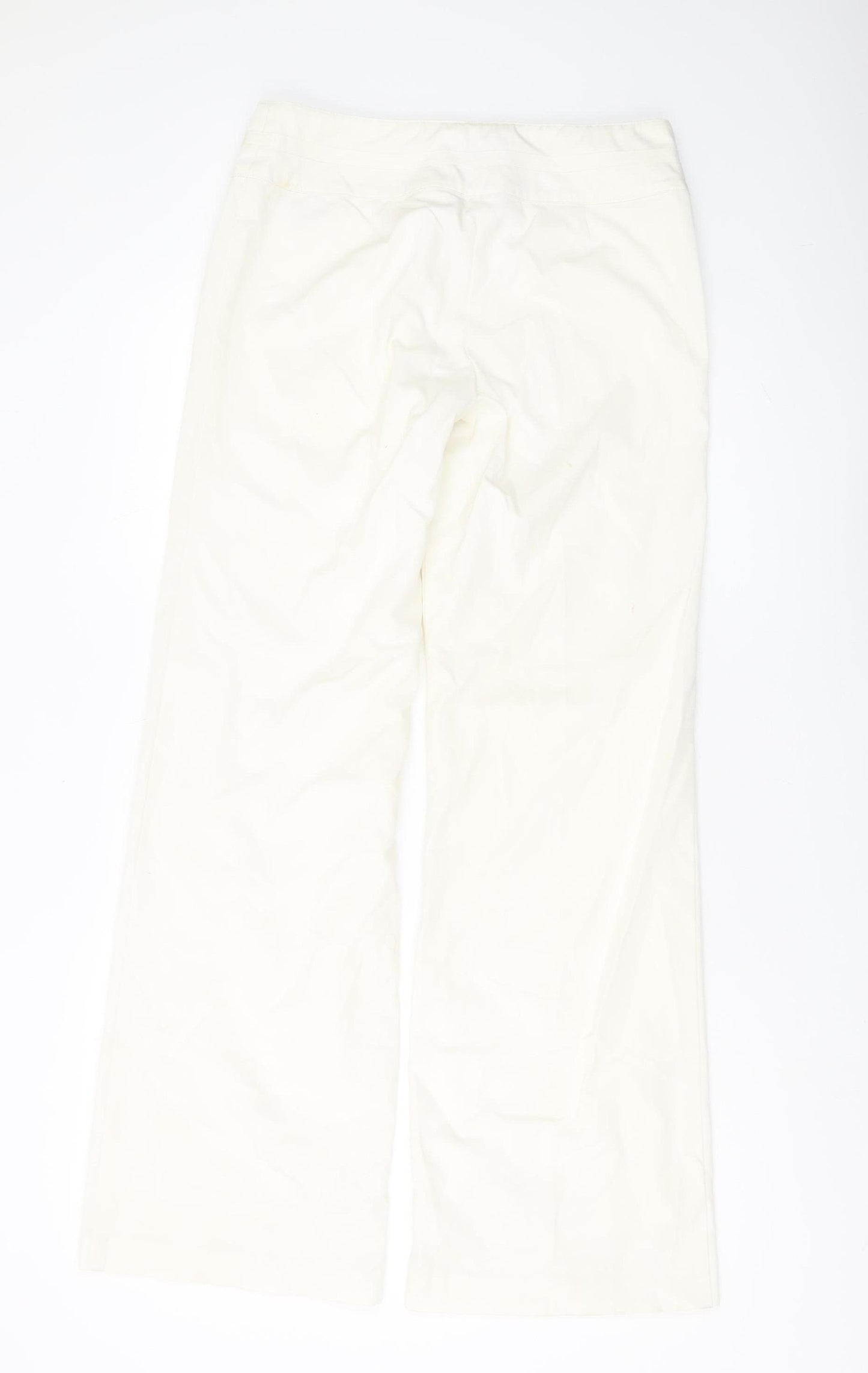 Warehouse Women's Ivory Wide-Leg Trousers Size 10