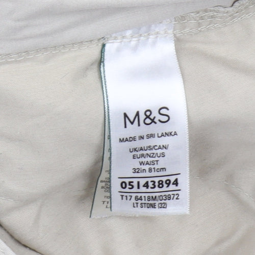 Marks and Spencer Beige Cargo Shorts 32 Regular Fit