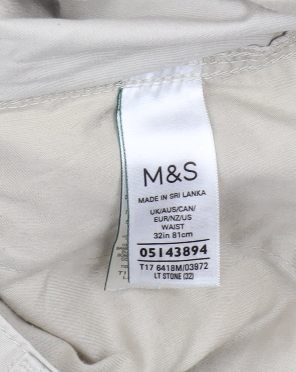 Marks and Spencer Beige Cargo Shorts 32 Regular Fit