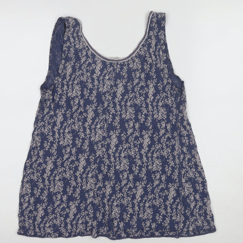 White Stuff Women's Blue Floral Cotton Tank Top Size 10