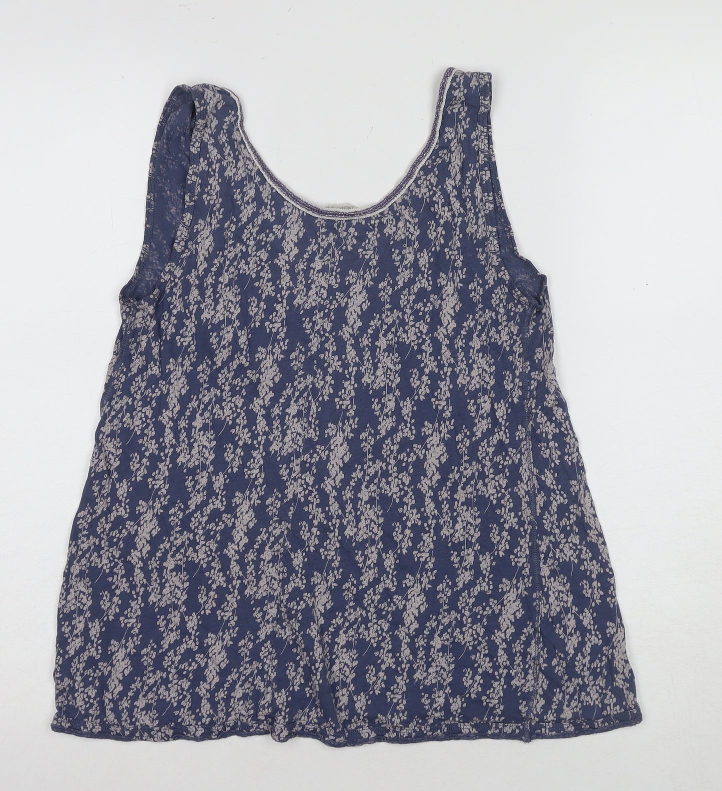 White Stuff Women's Blue Floral Cotton Tank Top Size 10
