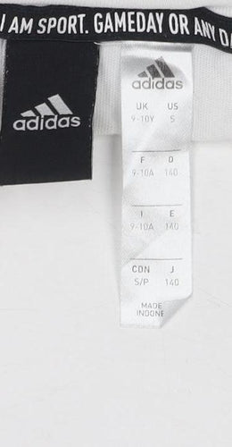 Adidas Unisex Kids White T-Shirt 9-10 Years