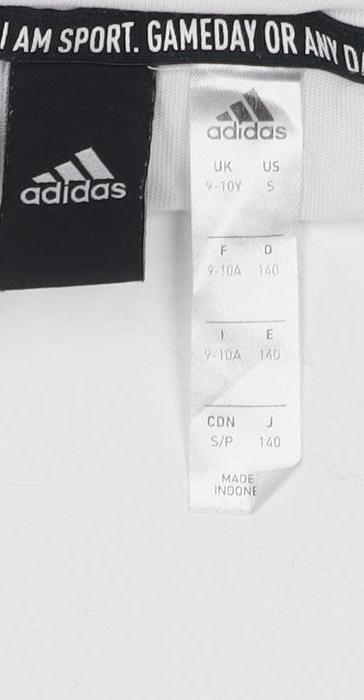 Adidas Unisex Kids White T-Shirt 9-10 Years