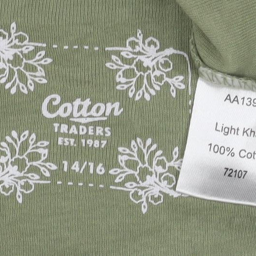 Cotton Traders Women's Green Square Neck T-Shirt