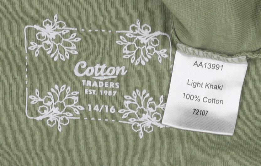 Cotton Traders Women's Green Square Neck T-Shirt