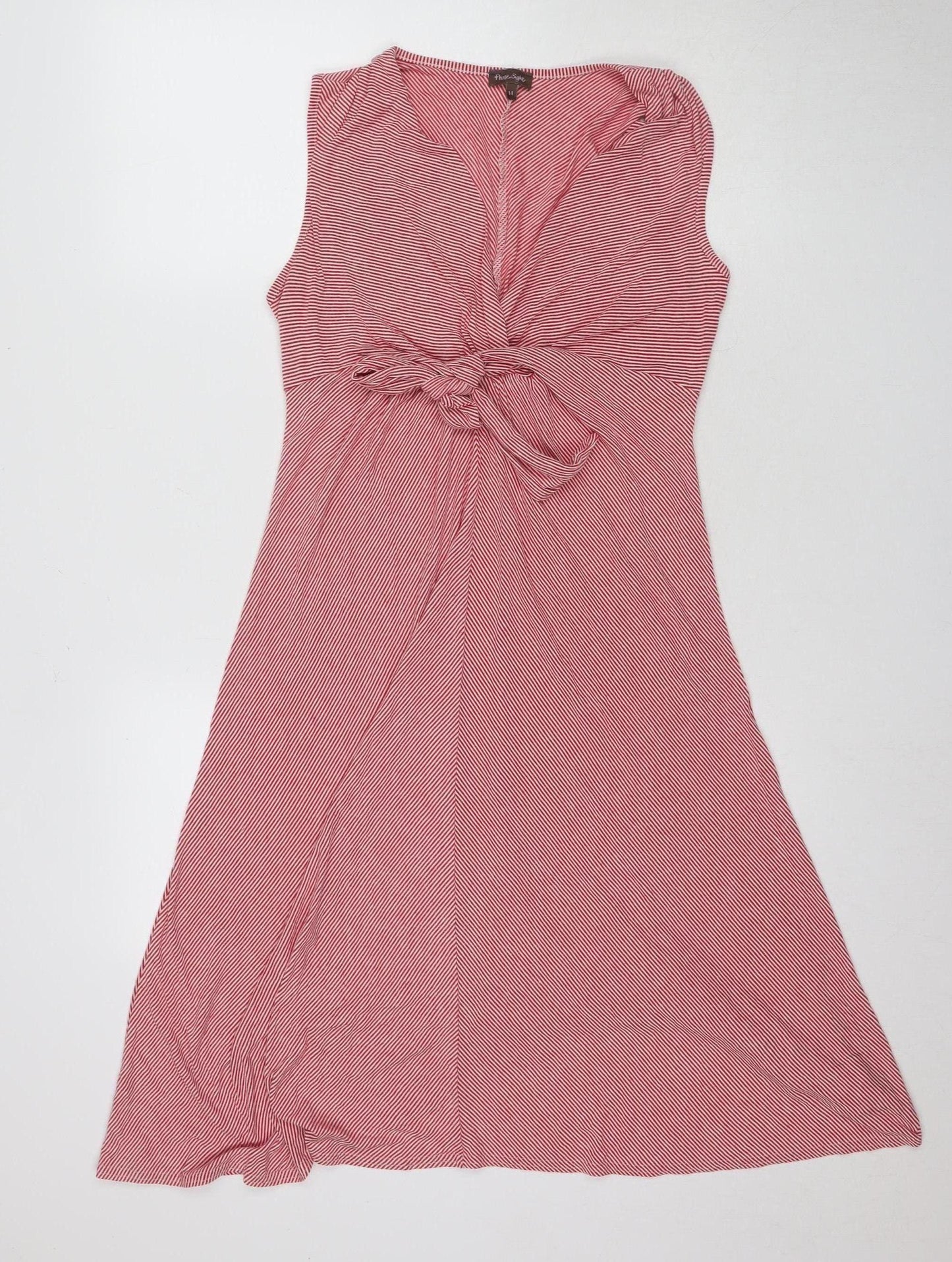 Phase Eight Women's Red Striped Sleeveless Dress 14