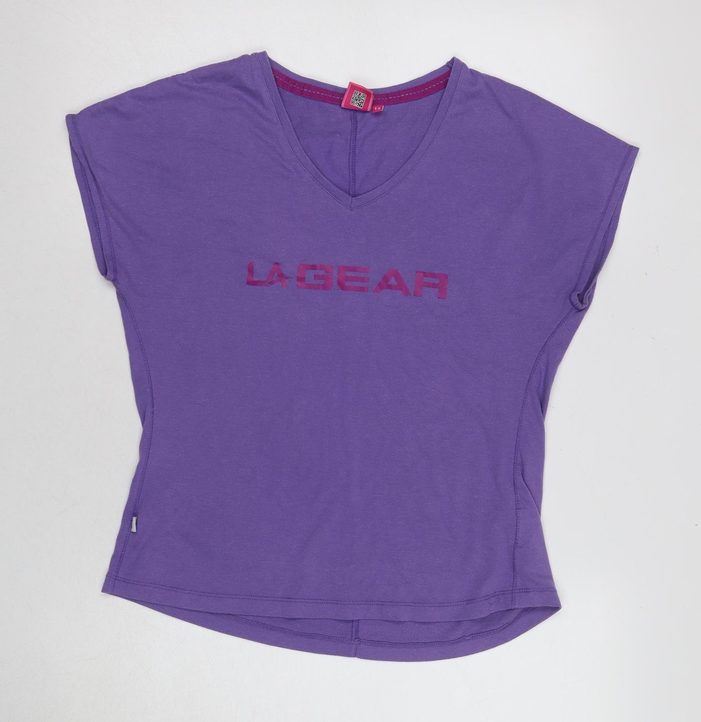 LA Gear Women's Purple V-Neck T-Shirt Size 14