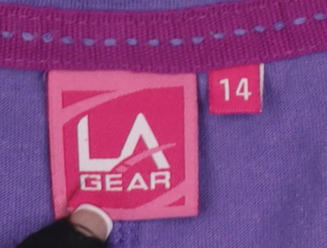 LA Gear Women's Purple V-Neck T-Shirt Size 14