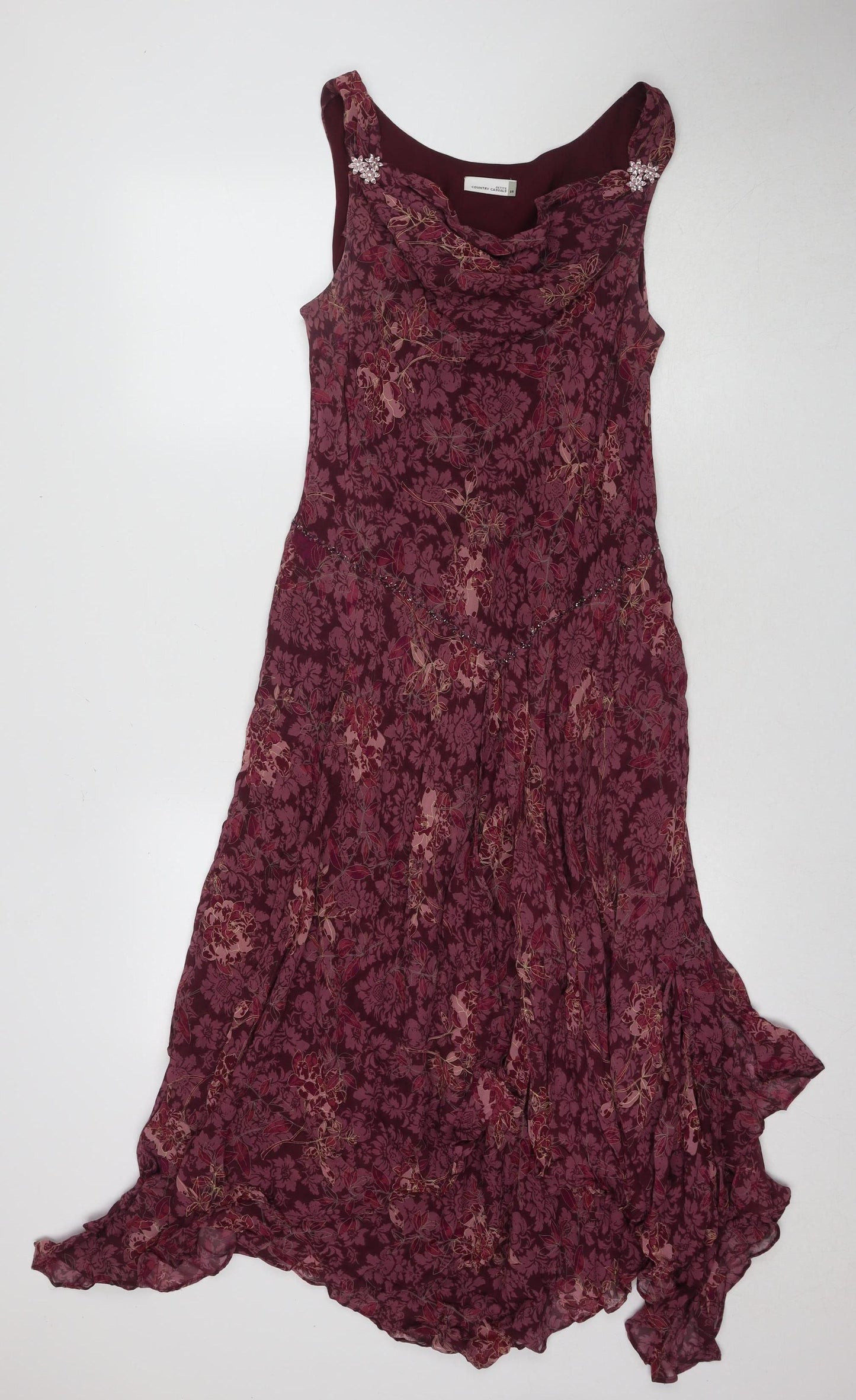Country Casuals Women Petite Silk Floral Dress 14