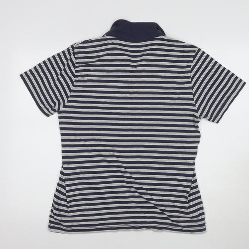 GAP Women's Blue Striped Polo Shirt, Size M, Cotton