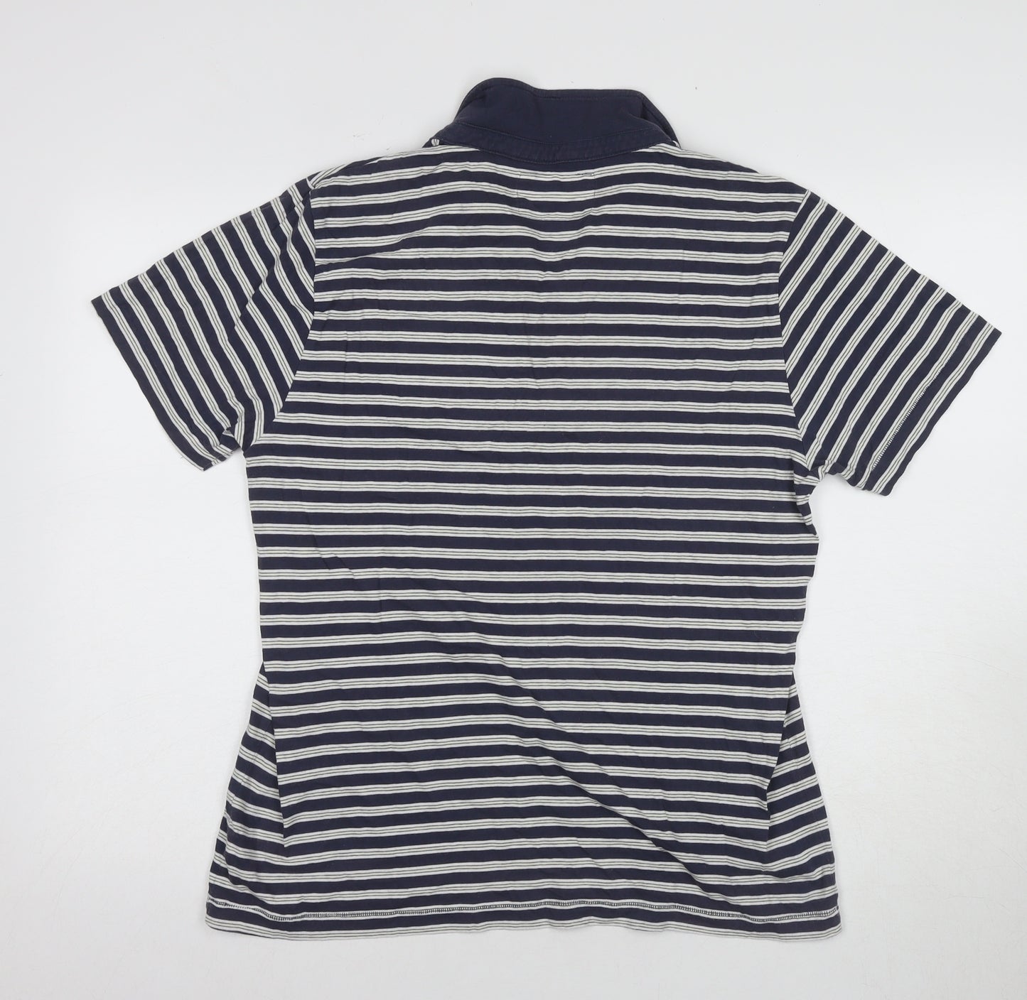 GAP Women's Blue Striped Polo Shirt, Size M, Cotton