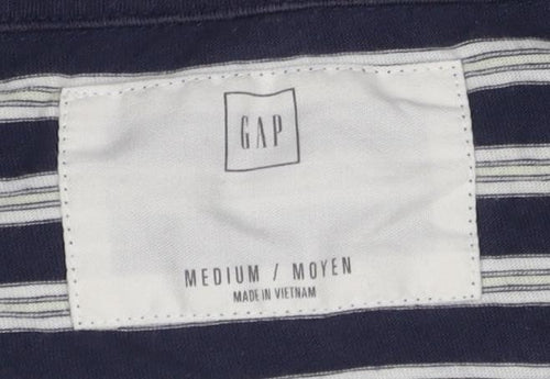 GAP Women's Blue Striped Polo Shirt, Size M, Cotton