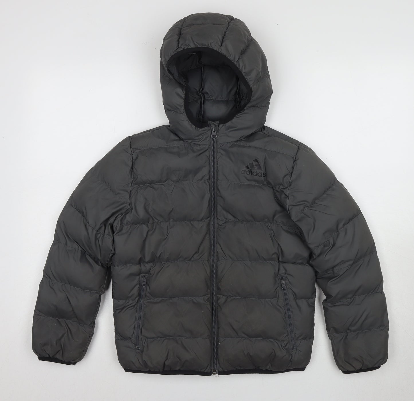 adidas Boys Black Puffer Jacket 11 Years Winter Hooded