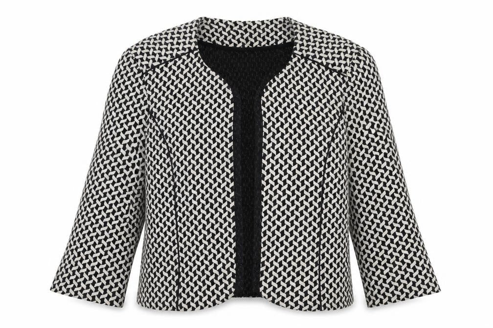 Front view of Phase Eight Women's Black Geometric Blazer, size 12