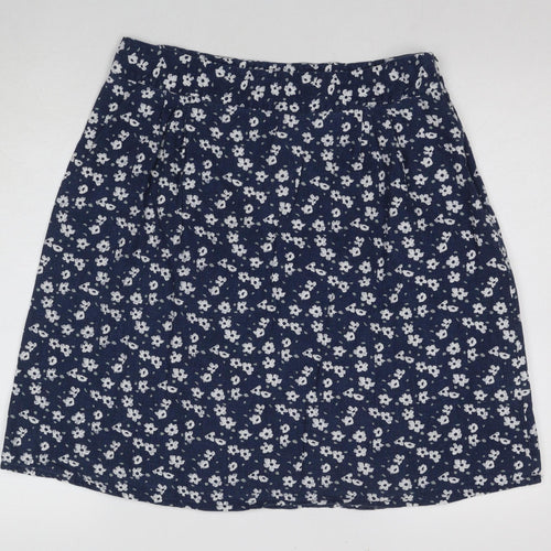 Crew Clothing Co. Women's Blue Floral A-Line Skirt Size 14
