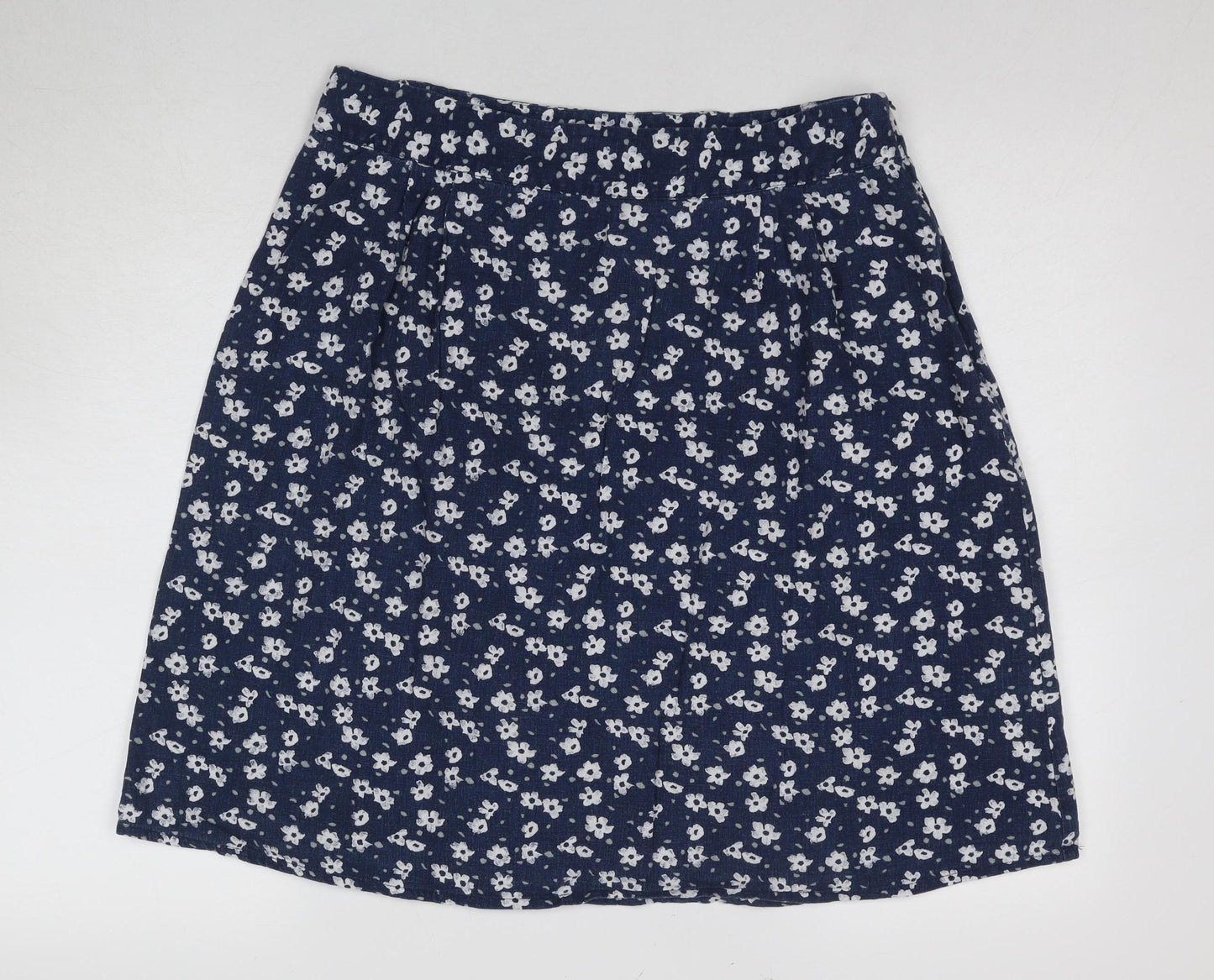Crew Clothing Co. Women's Blue Floral A-Line Skirt Size 14