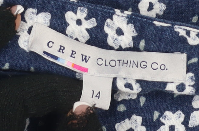 Crew Clothing Co. Women's Blue Floral A-Line Skirt Size 14