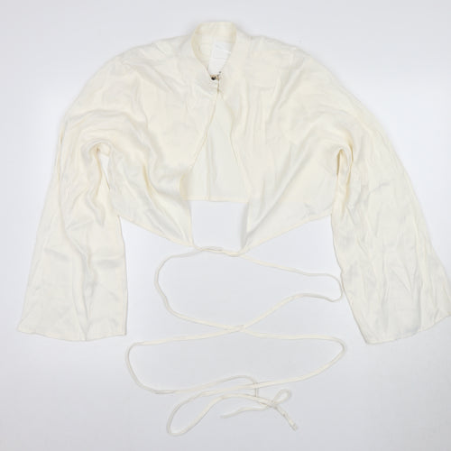 H&M Women's Ivory Cropped Top, Size L, Viscose