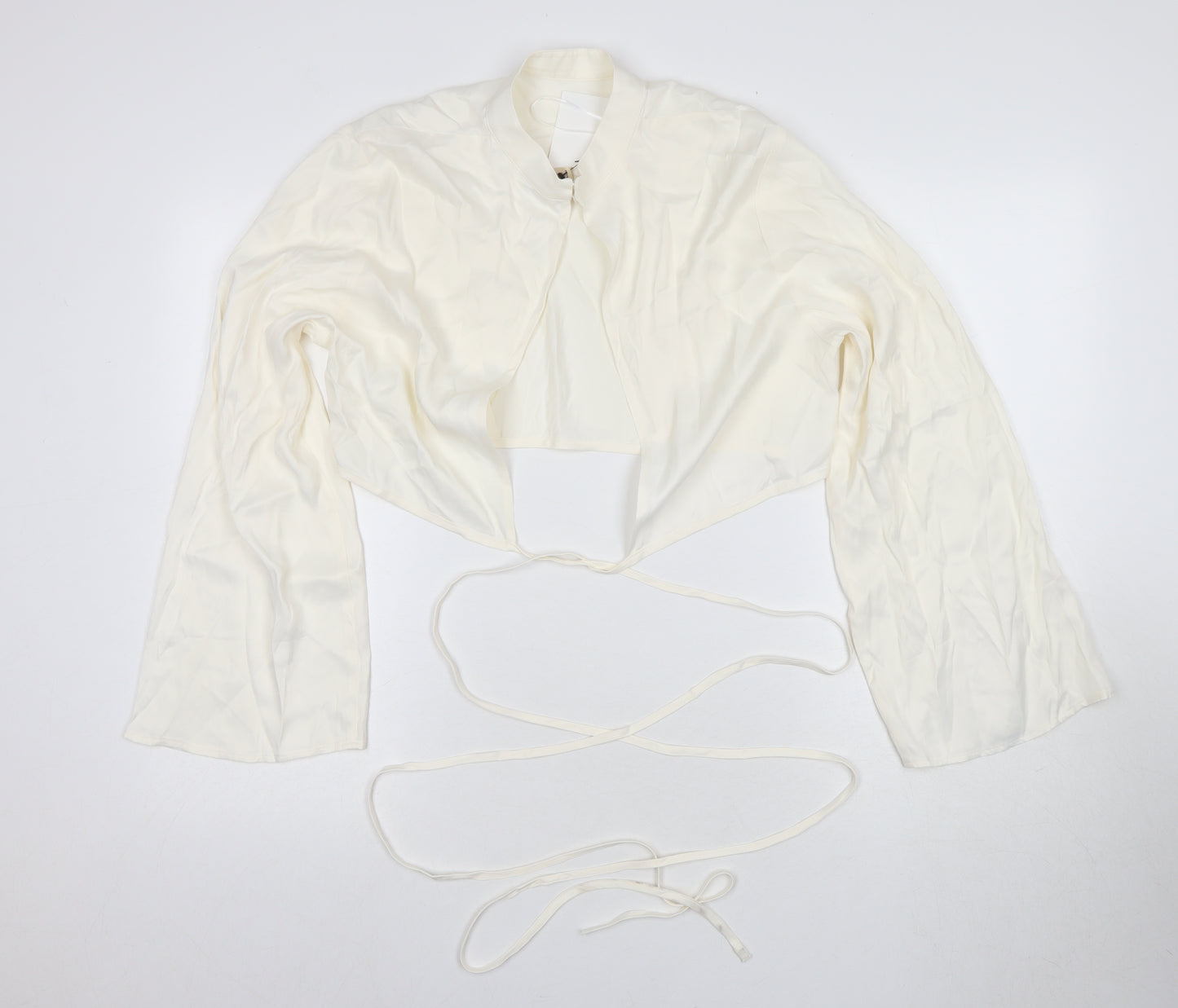 H&M Women's Ivory Cropped Top, Size L, Viscose