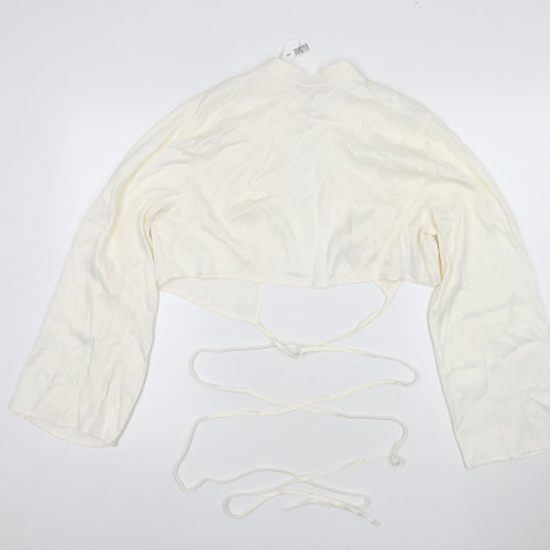 H&M Women's Ivory Cropped Top, Size L, Viscose